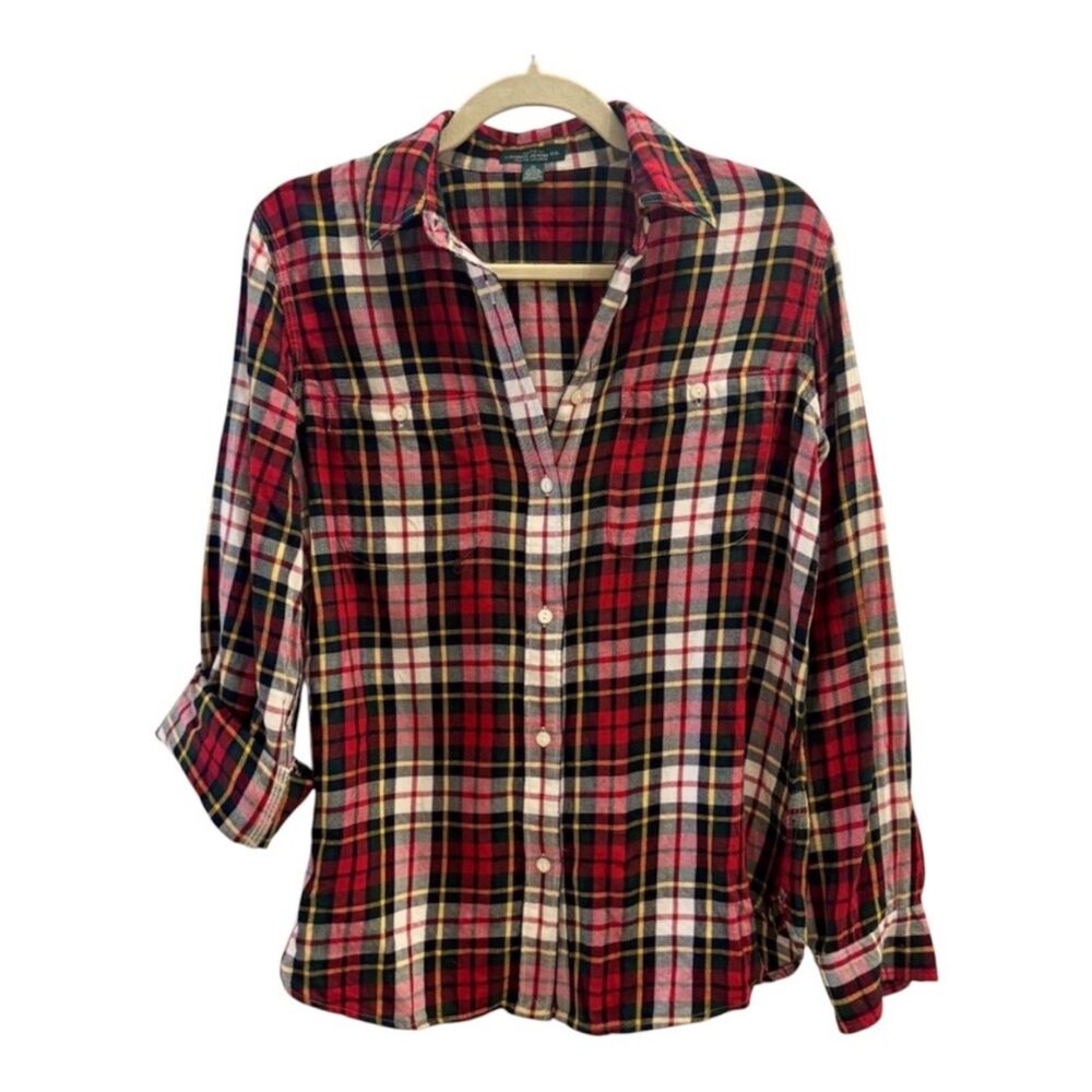 LRL Lauren Jeans Co Ralph Lauren Plaid Button Down, M, 100% Cotton, Quiet Luxury